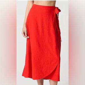 J Crew Linen Blend Faux Wrap Skirt